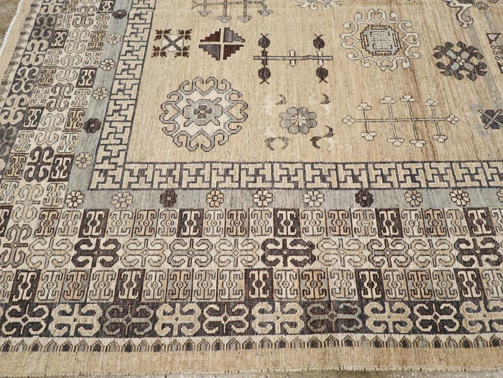 Modern East Turkestan Khotan Room Size Carpet In New Condition For Sale In New York, NY
