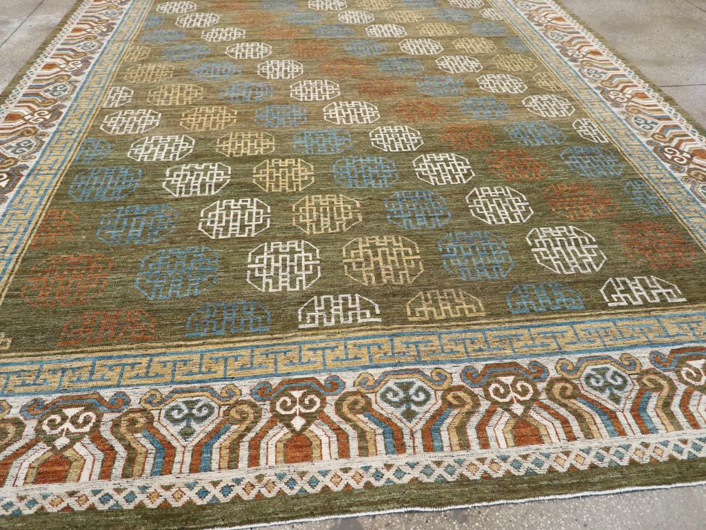 Laine Tapis Khotan moderne du Turkestan oriental en vente