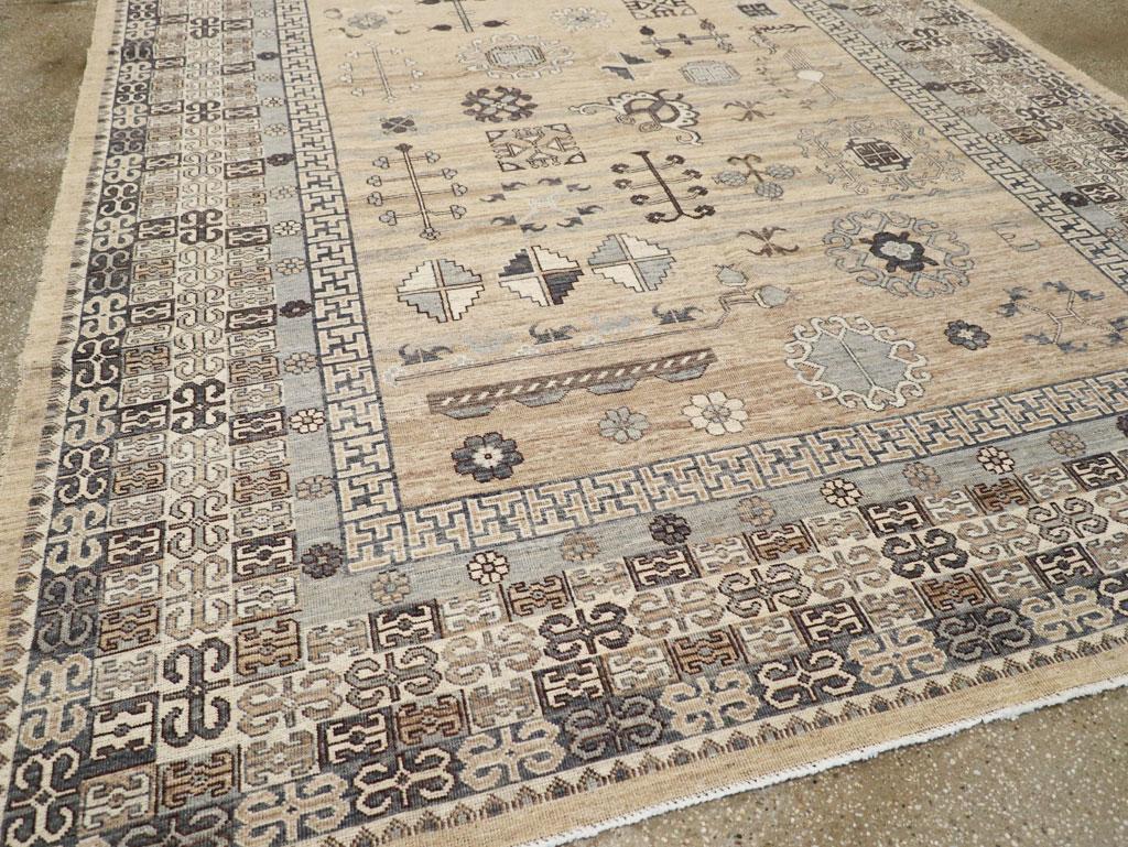 Contemporary Modern East Turkestan Khotan Room Size Carpet For Sale