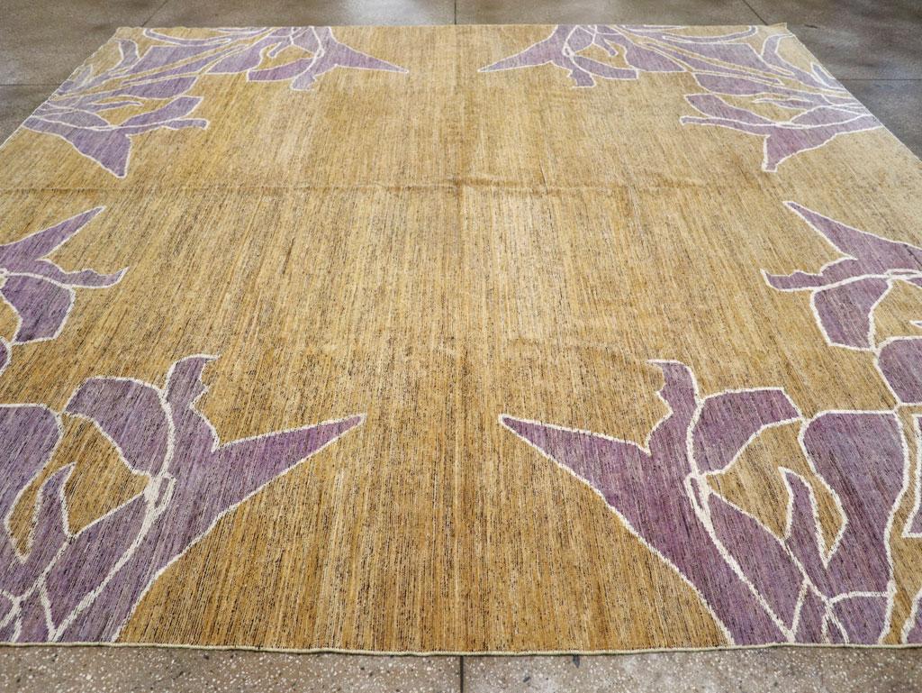 Hand-Knotted Modern East Turkestan Khotan Square Room Size Carpet For Sale