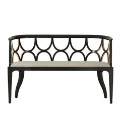 Modern Ebonised with Gilt Bench