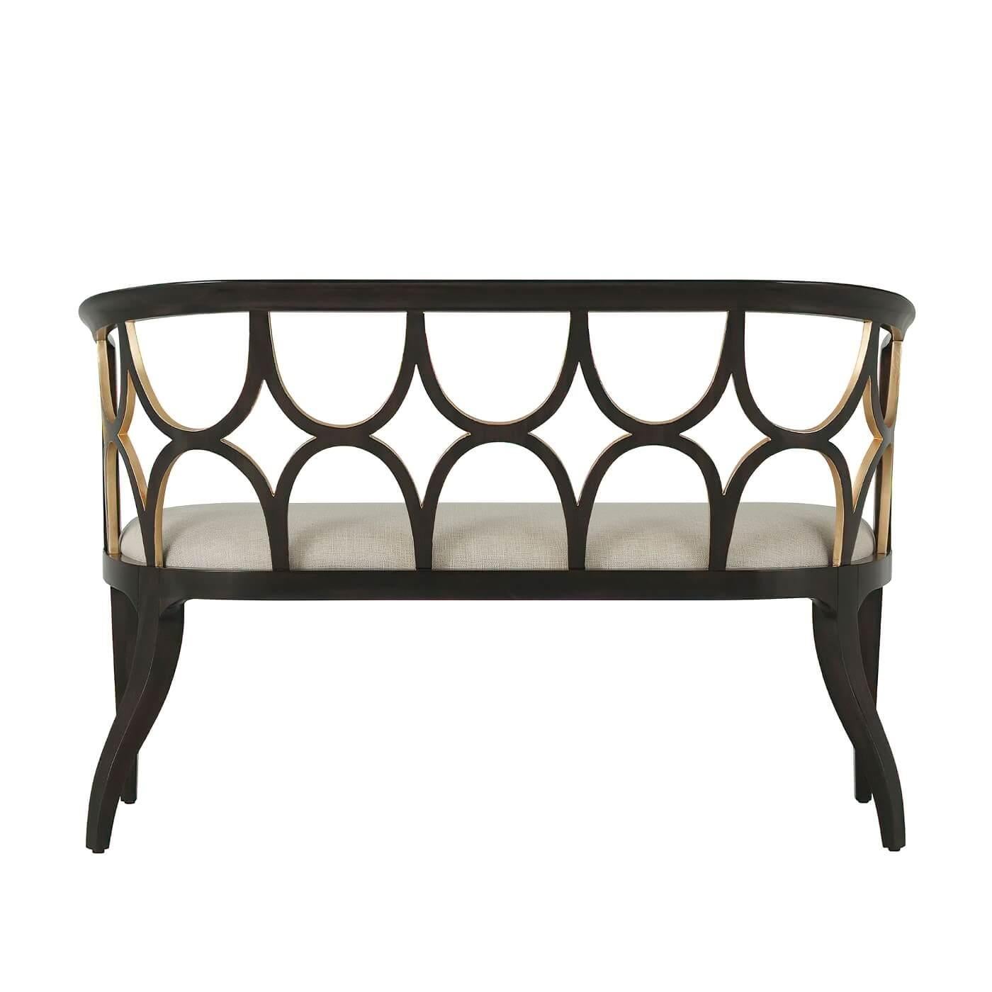 Vietnamese Modern Ebonised with Gilt Bench For Sale