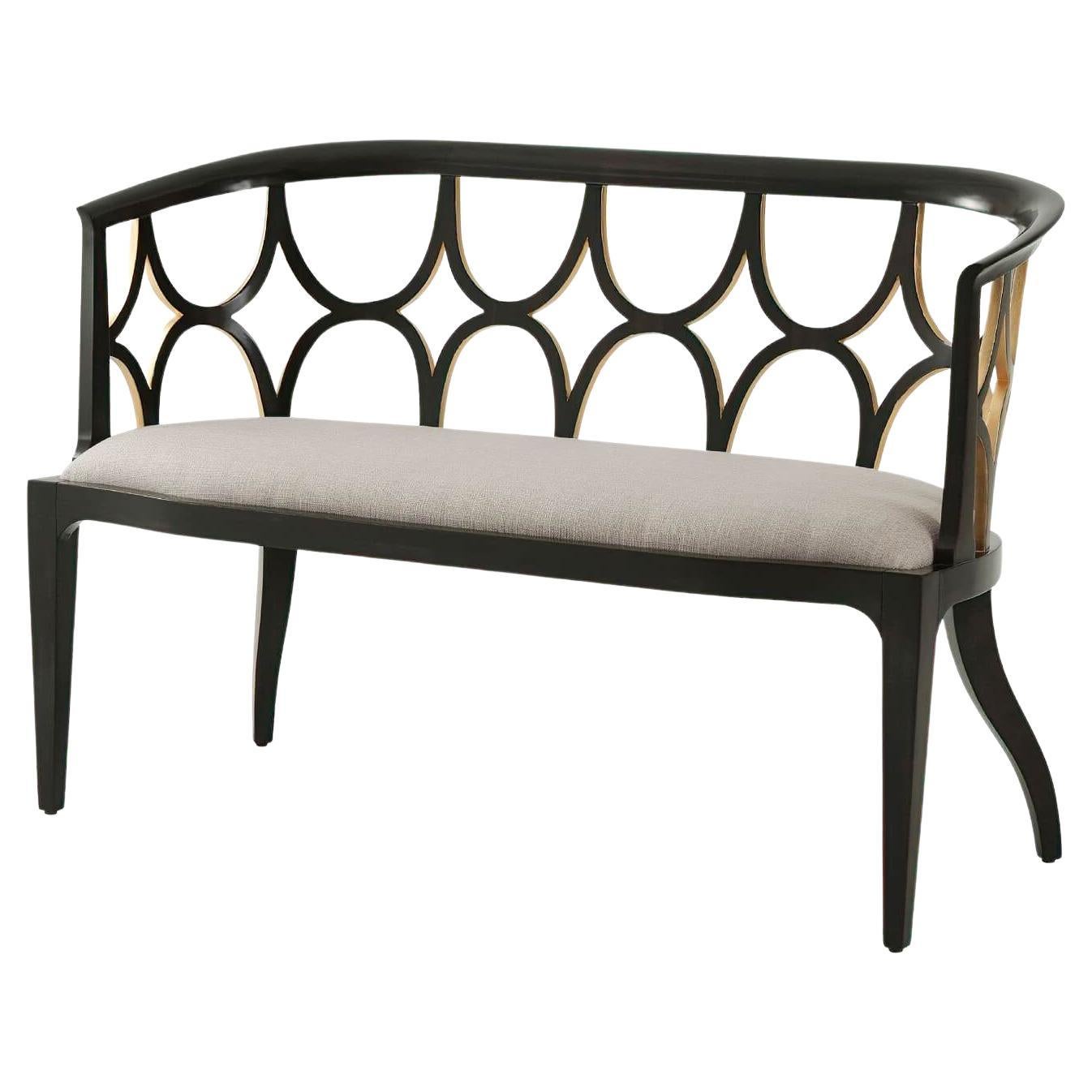 Modern Ebonised with Gilt Bench For Sale