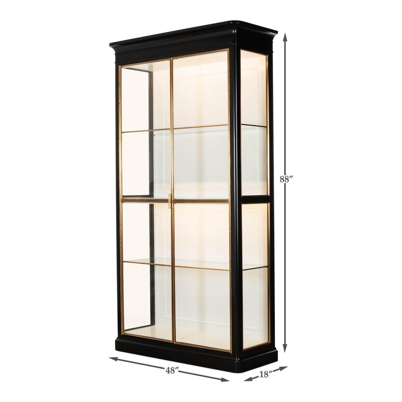 Modern Ebonized Glass Door Bookcase For Sale 2