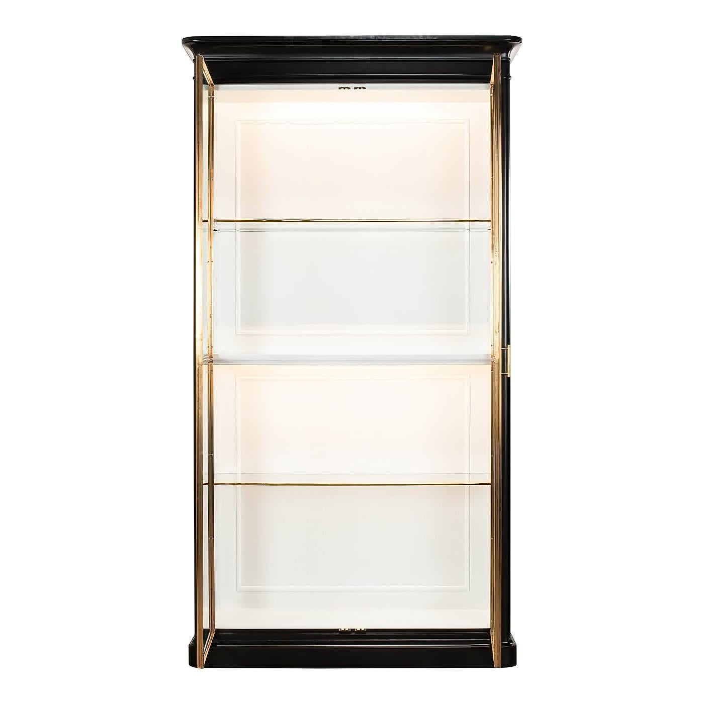 glass etagere with doors