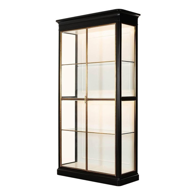 Modern Ebonized Glass Door Bookcase For Sale at 1stDibs | glass etagere  with doors, glass fronted bookcases, bookcase with glass doors