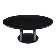 Modern Ebonized Round Dining Table
