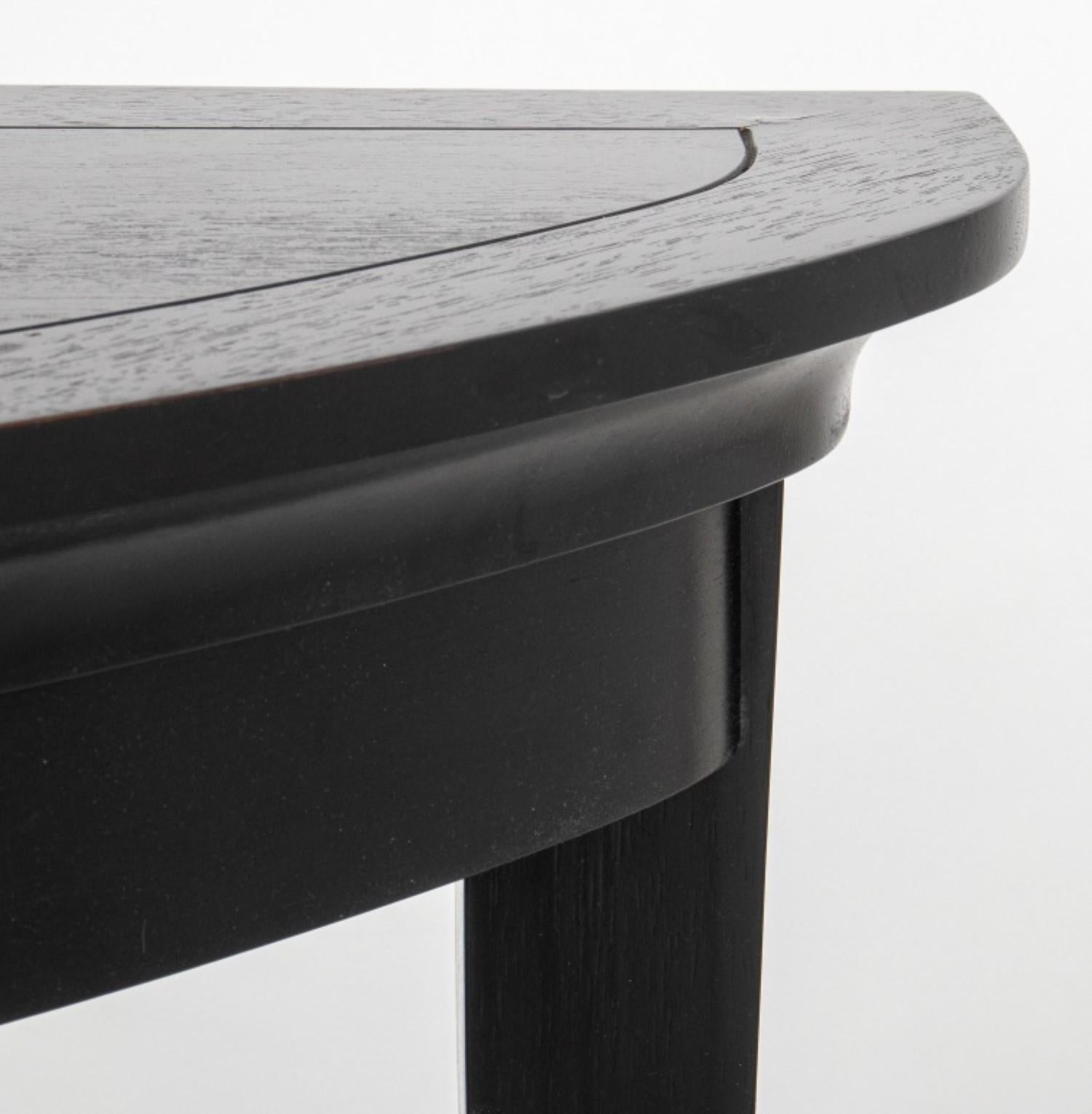 American Modern Ebonized Wood Demilune Table For Sale