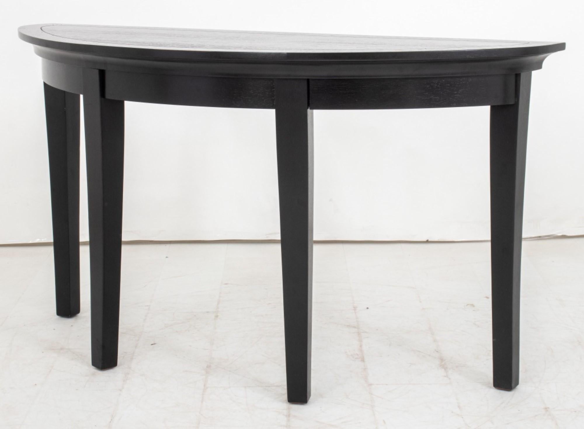 20th Century Modern Ebonized Wood Demilune Table For Sale