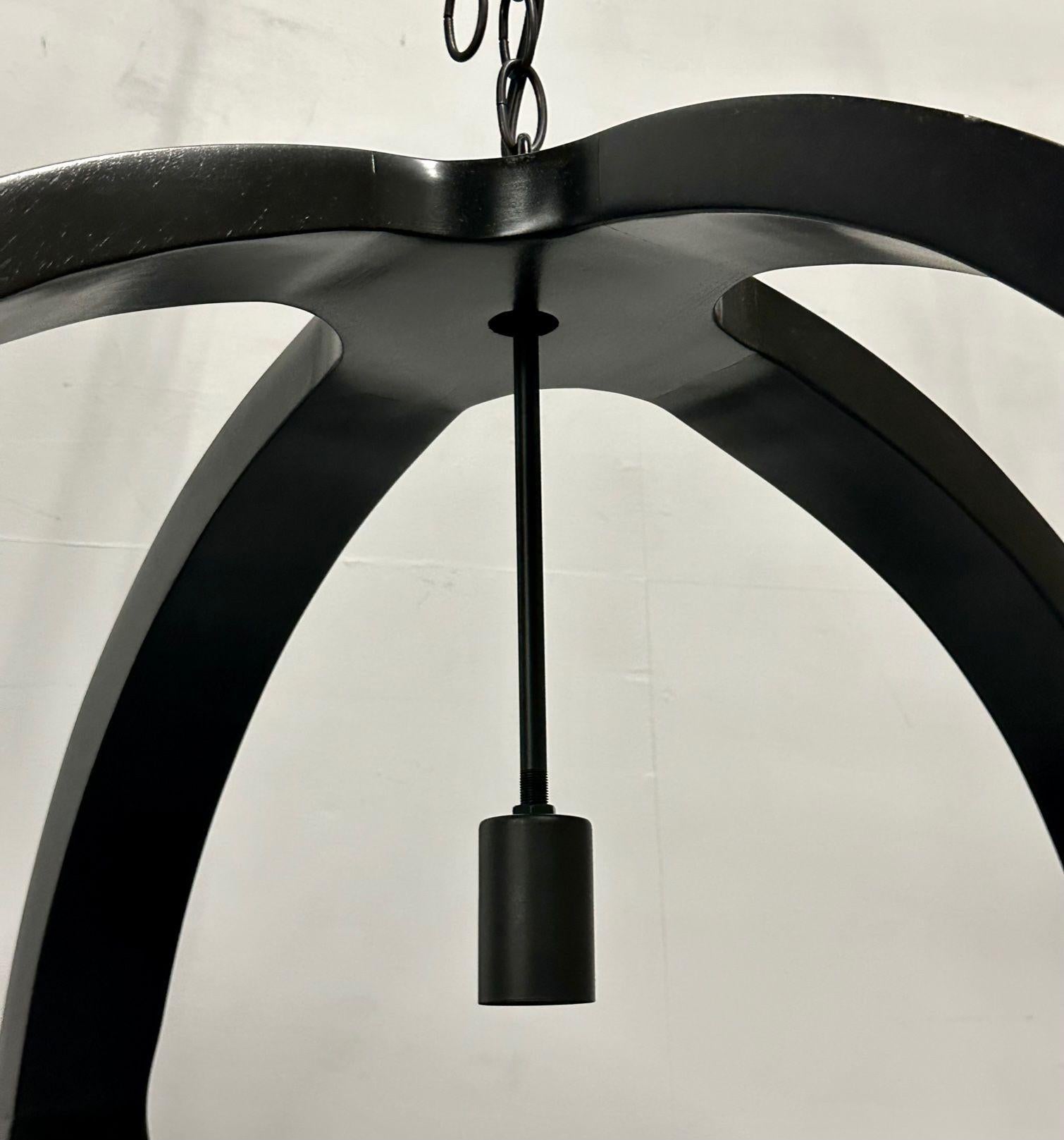 Modern Ebony Circular Chandelier / Lighting Pendant, Contemporary For Sale 5