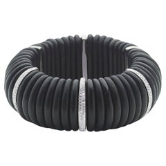 Modern Ebony, Diamond and Platinum Cuff Bracelet, 2.75 Carats