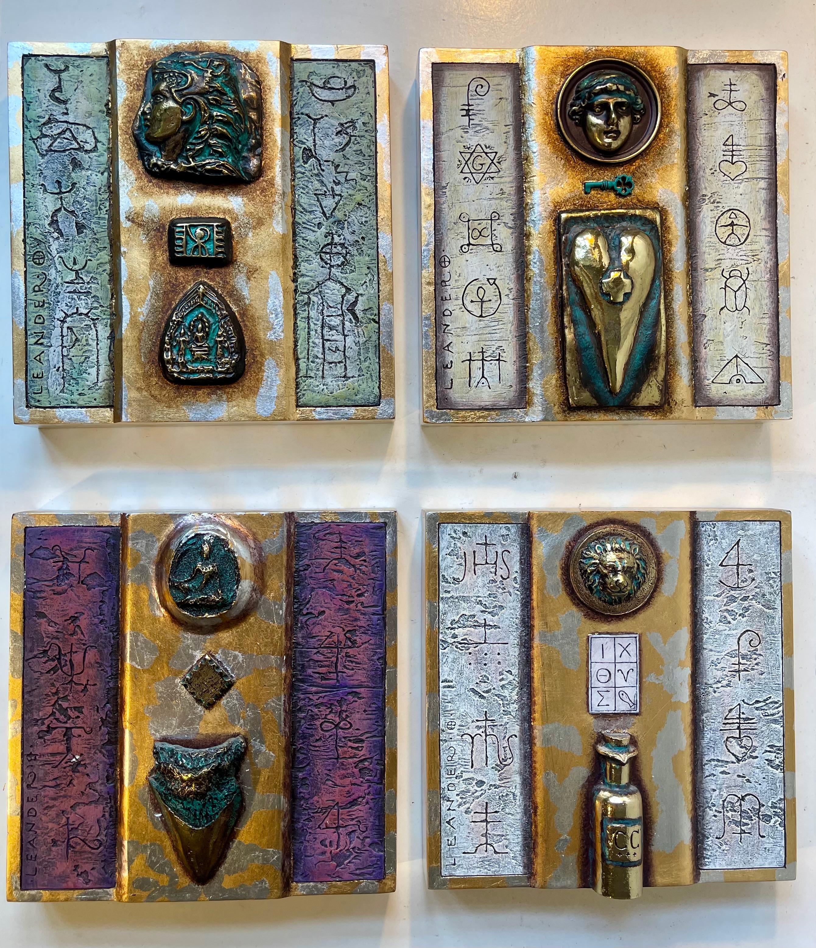 A lot is going on in these eclectic serialized icons by the Danish artist Mogens Leander. From Egypt Hieroglyphic symbolism over traditional Byzantine orthodox style to the Renaissance and Neoclassicism Leande's interpretation and modern idiom gives