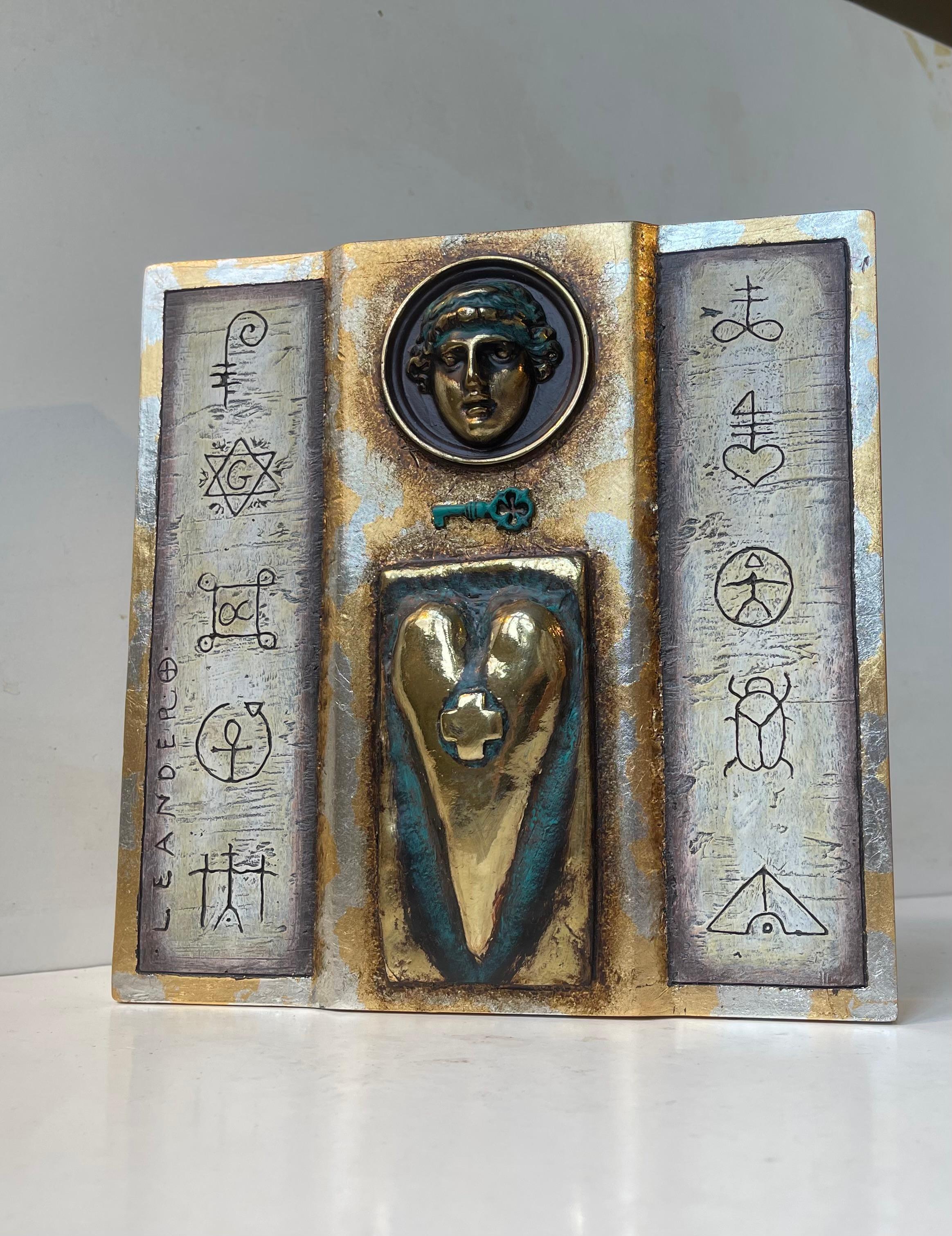 Modern Eclectic Icons in Ceramic & Bronze, Wall Hung, Set of 4 4