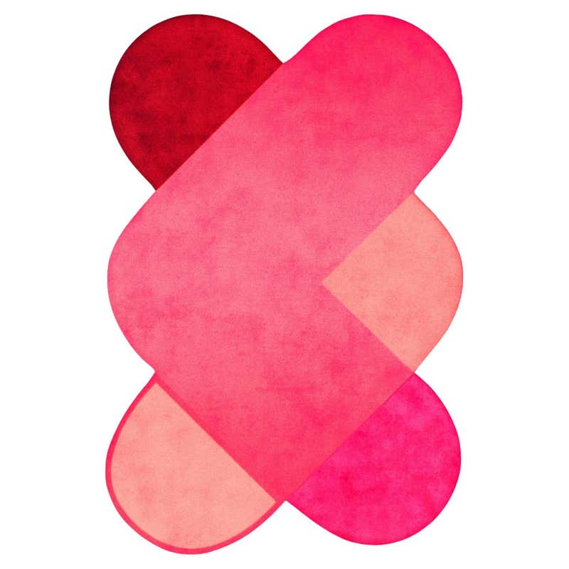 Memphis Design Style Rectangular Shape Hand-Tufted Rug Magenta, Pink ...