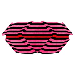 Alfombra Tejida a Mano Inviva Magenta, Negra y Roja de Estilo Moderno Ecléctico y Diseño Memphis