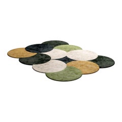 Modern Rectangular Hand-Tufted Circle Patterned Rug Green & Yellow