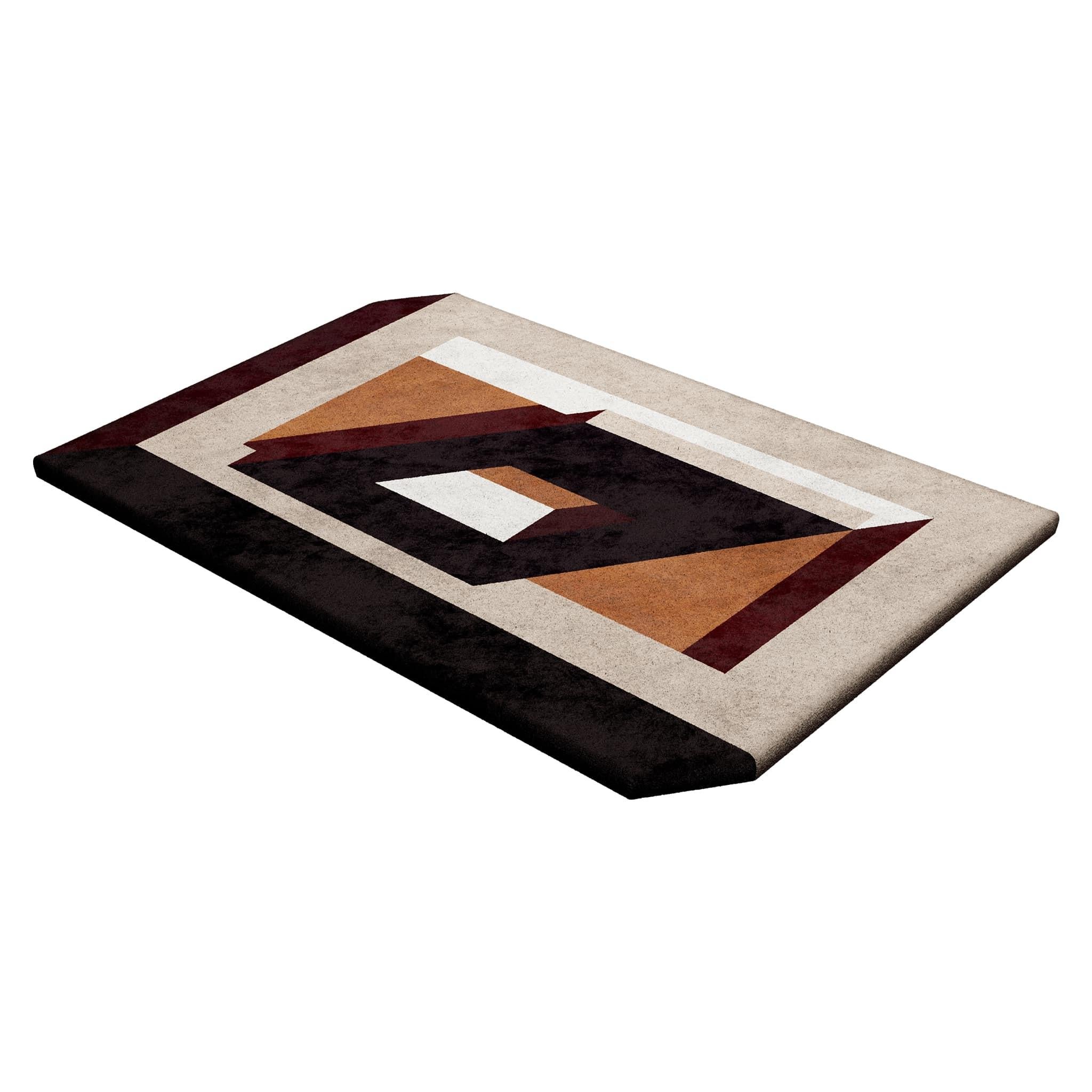 TAPIS Shaped #022 est un tapis éclectique qui rappelle les vibrations modernes du milieu du siècle mélangées au style postmoderne. Ce tapis est fabriqué selon la technique du tuftage à la main à partir de 100 % de soie botanique d'une épaisseur de