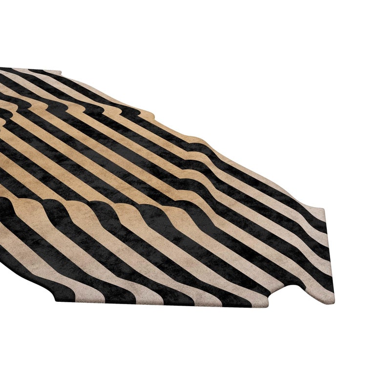 Modern Eclectic Memphis Design Style Rug with HandTufted Botanical