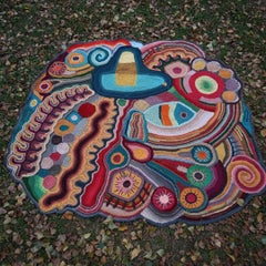 Modern Eclectic Style Rug with Hand-Tufted Botanical Silk