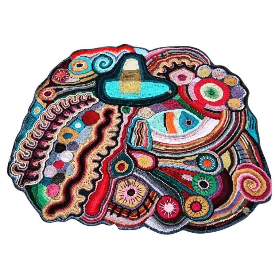 Modern Eclectic Style Rug with Hand-Tufted Botanical Silk For Sale at ...