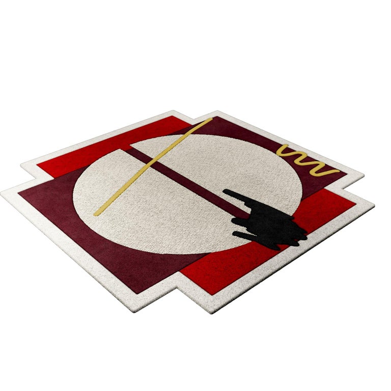 Modern EcoFriendly Handmade Rug with Vanguardist Design For Sale at