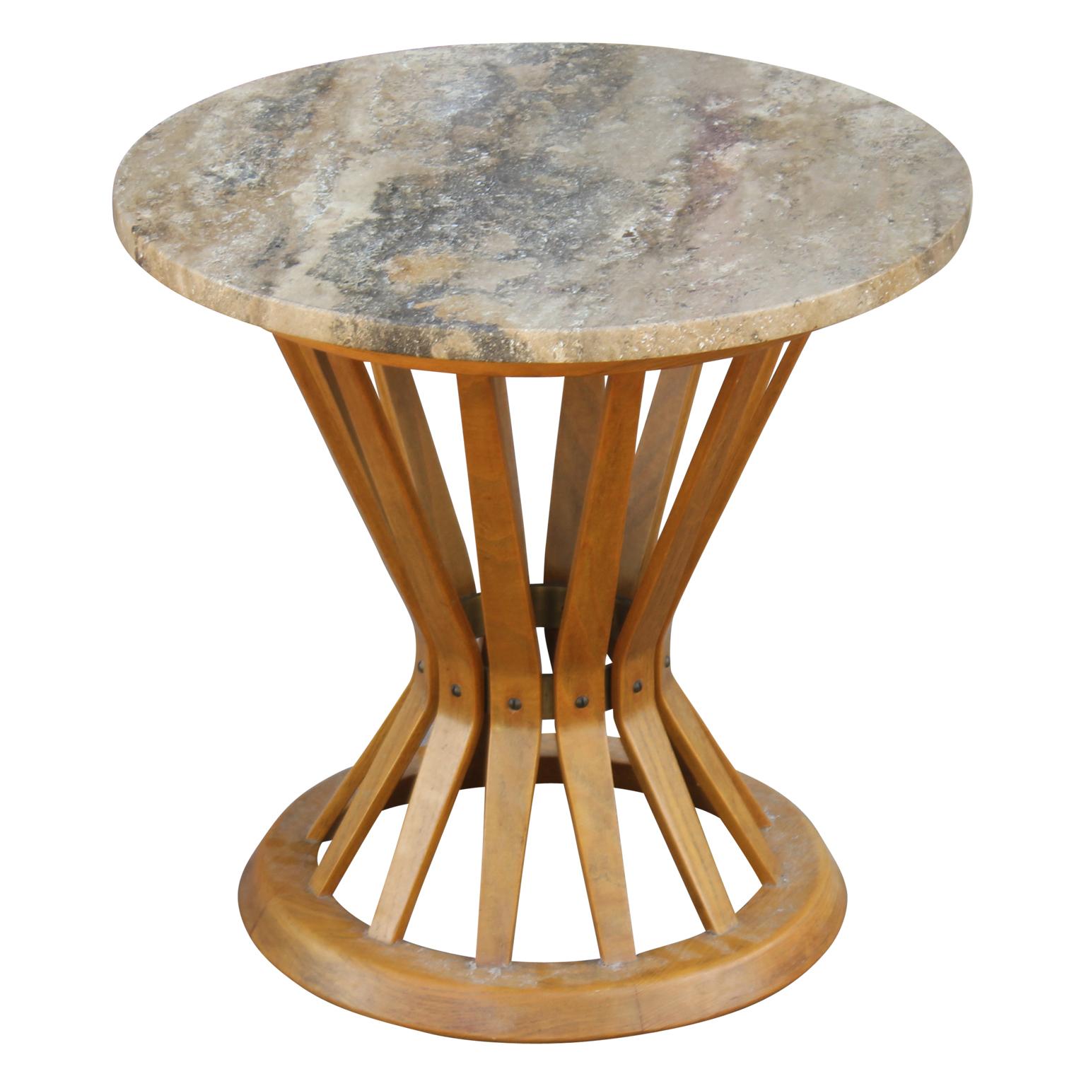 Modern Edward Wormley for Dunbar Round Marble Top Sheaf of Wheat Side Table