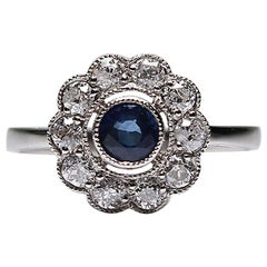 Modern Edwardian Style Platinum Diamond and Sapphire Ring