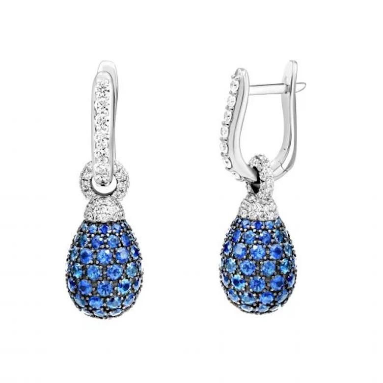 Modern Egg Sapphire Diamond White Gold Ring for Her In New Condition For Sale In Genève, GE