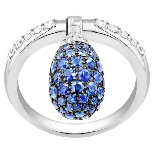 Modern Egg Sapphire Diamond White Gold Ring for Her