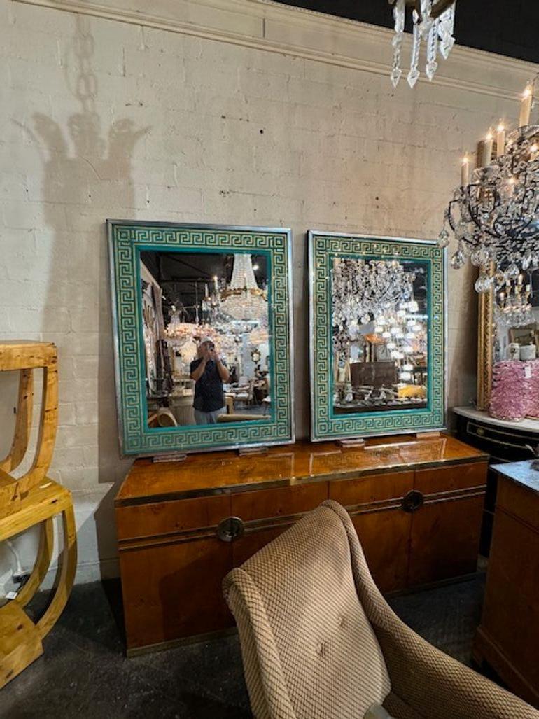 Miroir moderne églomisé à clé grecque Bon état - En vente à Dallas, TX