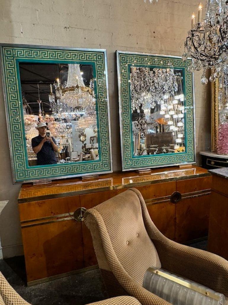 Miroir moderne églomisé à clé grecque en vente 3