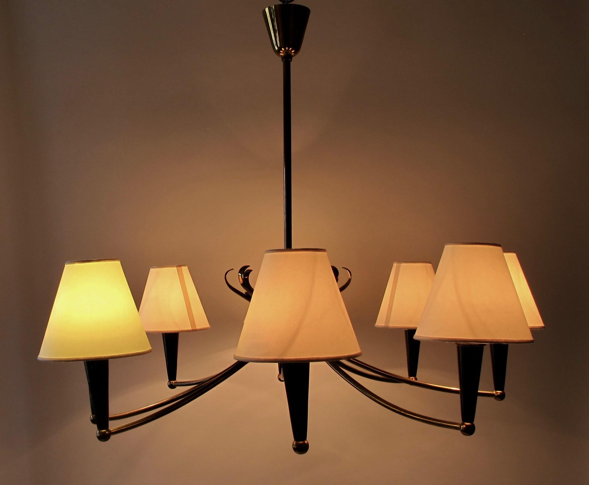Modern Eight Arm Chandelier from Austria with Parchment Shades, 1950's For Sale 3