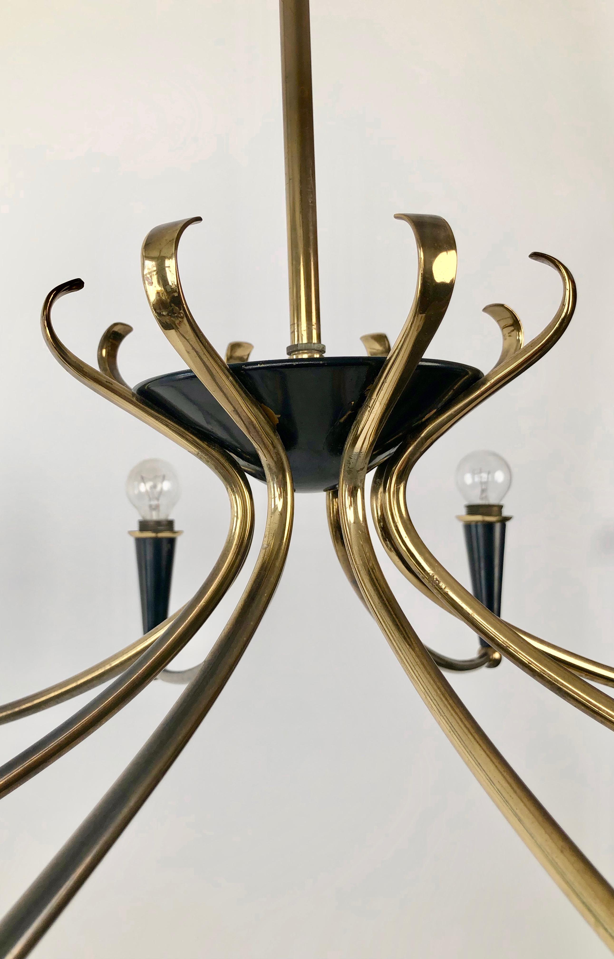 Modern Eight Arm Chandelier from Austria with Parchment Shades, 1950's For Sale 6