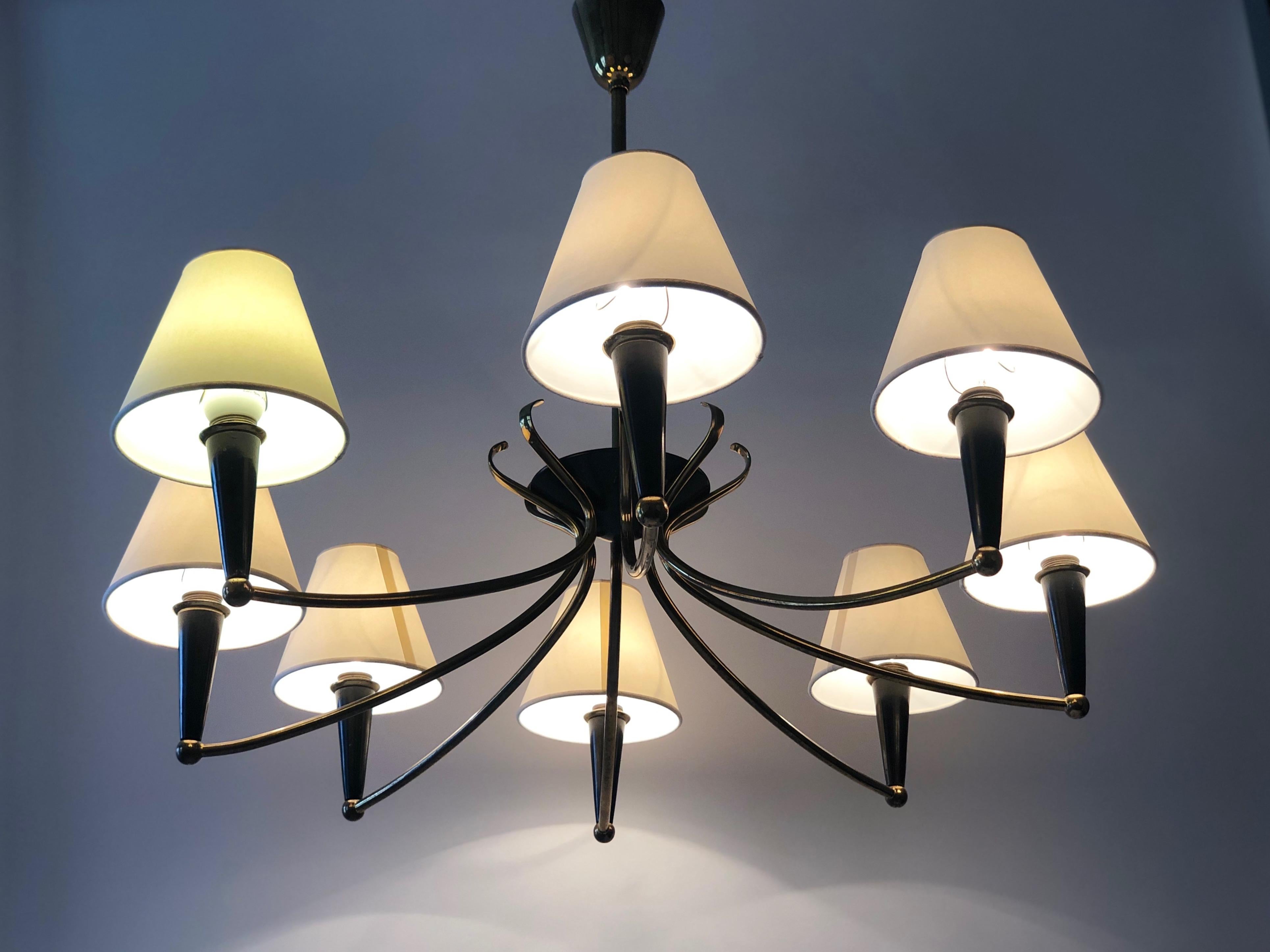 Modern Eight Arm Chandelier from Austria with Parchment Shades, 1950's For Sale 2