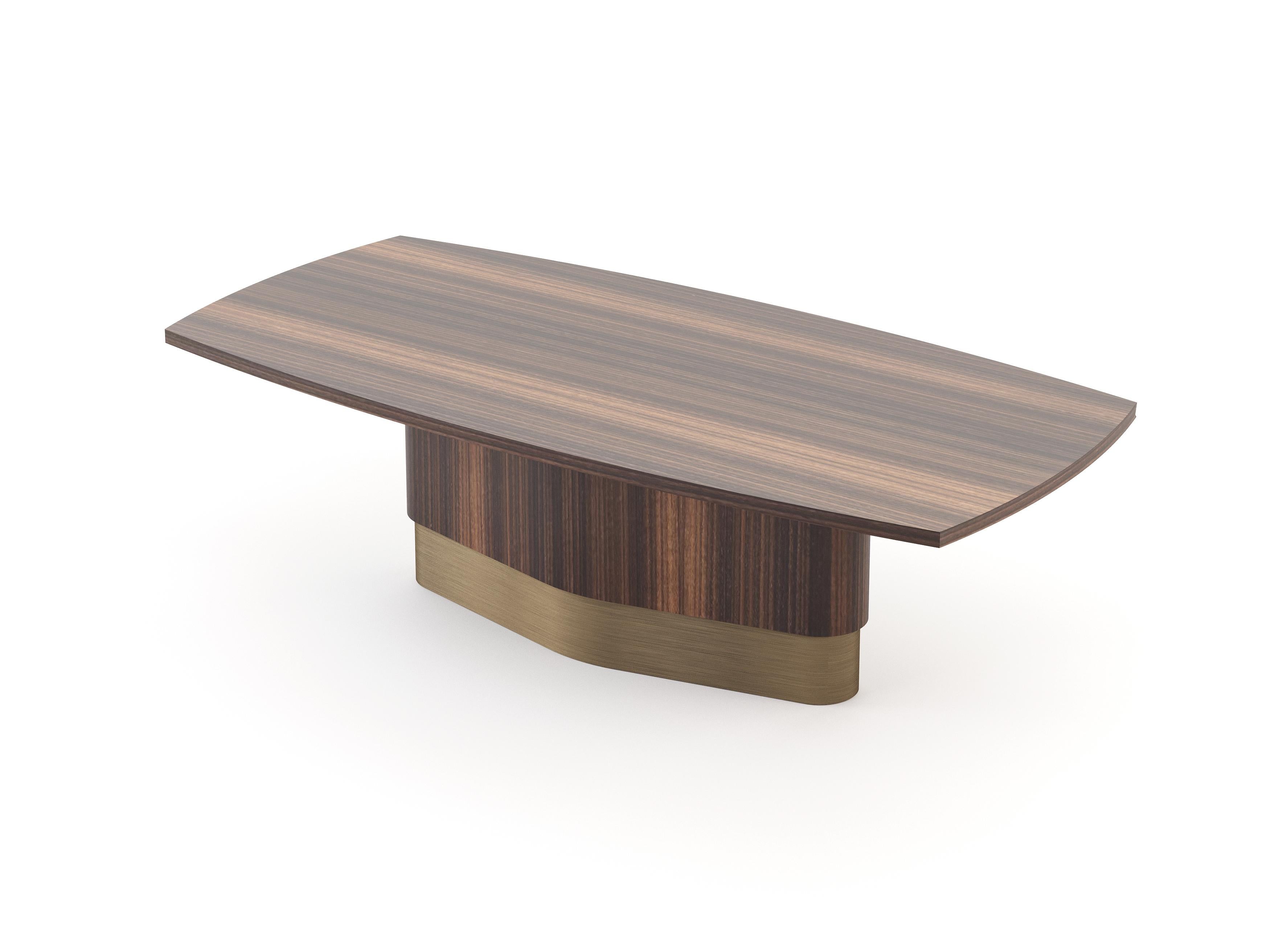Portuguese Modern Elea Dining Table Made with Walnut And Brass, Handmade By Stylish Club For Sale