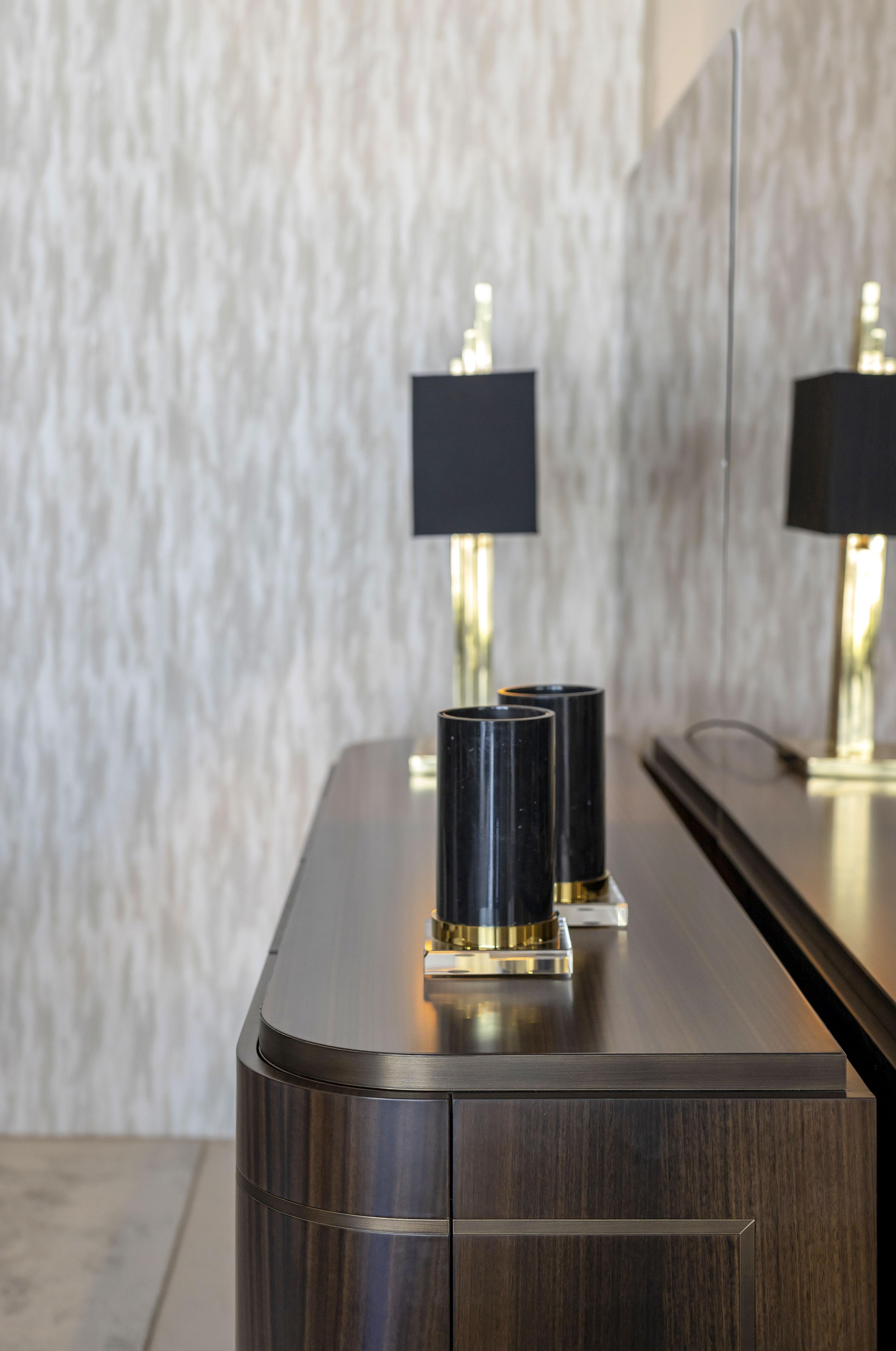 Modern Elea Sideboard Made With Walnut And Brass, Handmade by Stylish Club In New Condition For Sale In Seroa, PT