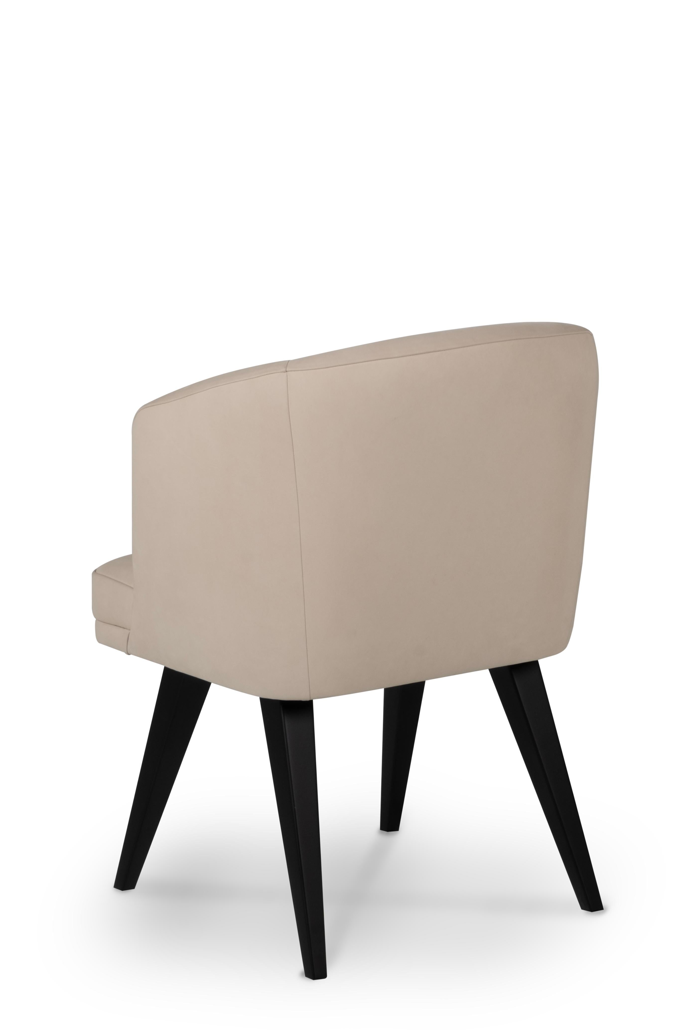 Contemporary Modern Eleanor Leather Dining Chairs, Brown, Handmade in Portugal by Greenapple For Sale