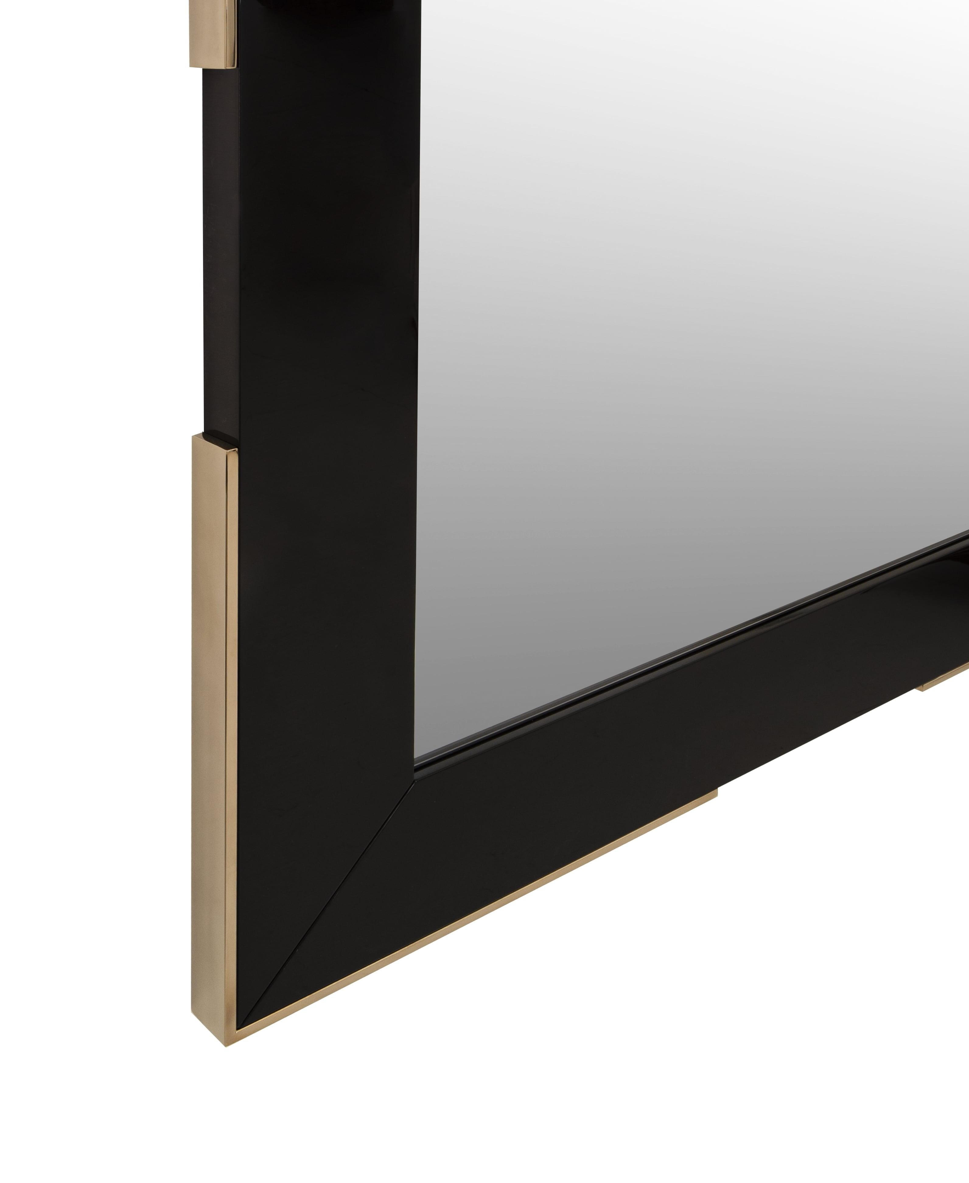 Modern Elegance Engel Spiegel in Schwarz & Messing (Moderne) im Angebot