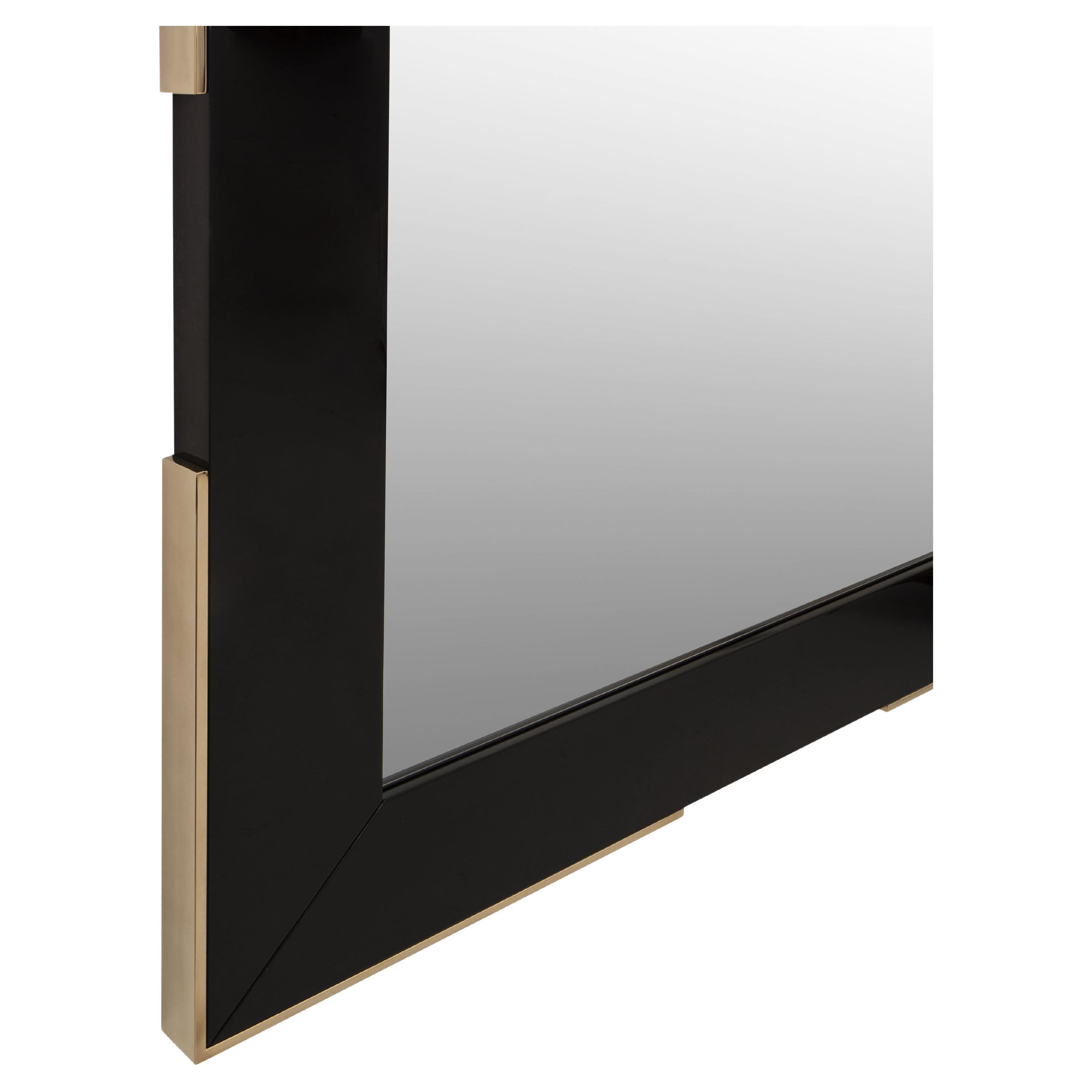 Modern Elegance Engel Spiegel in Schwarz & Messing im Angebot