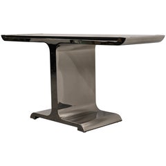 Modern Elements Polished Stainless Steel T-Base Console Table, 21st Century