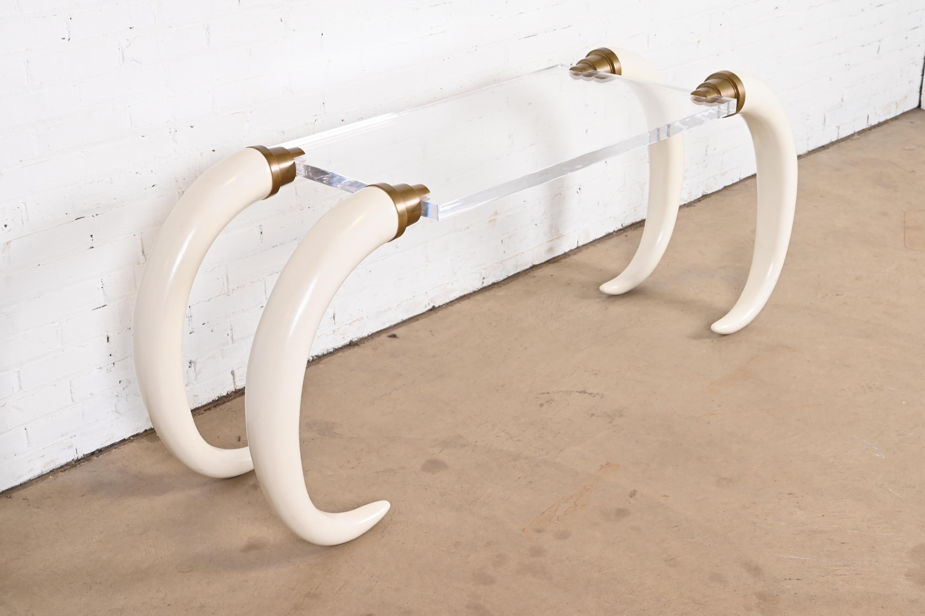 Brass Modern Elephant Tusk Console Table by Suzzane Dahl & Jerry Barich, 1970s