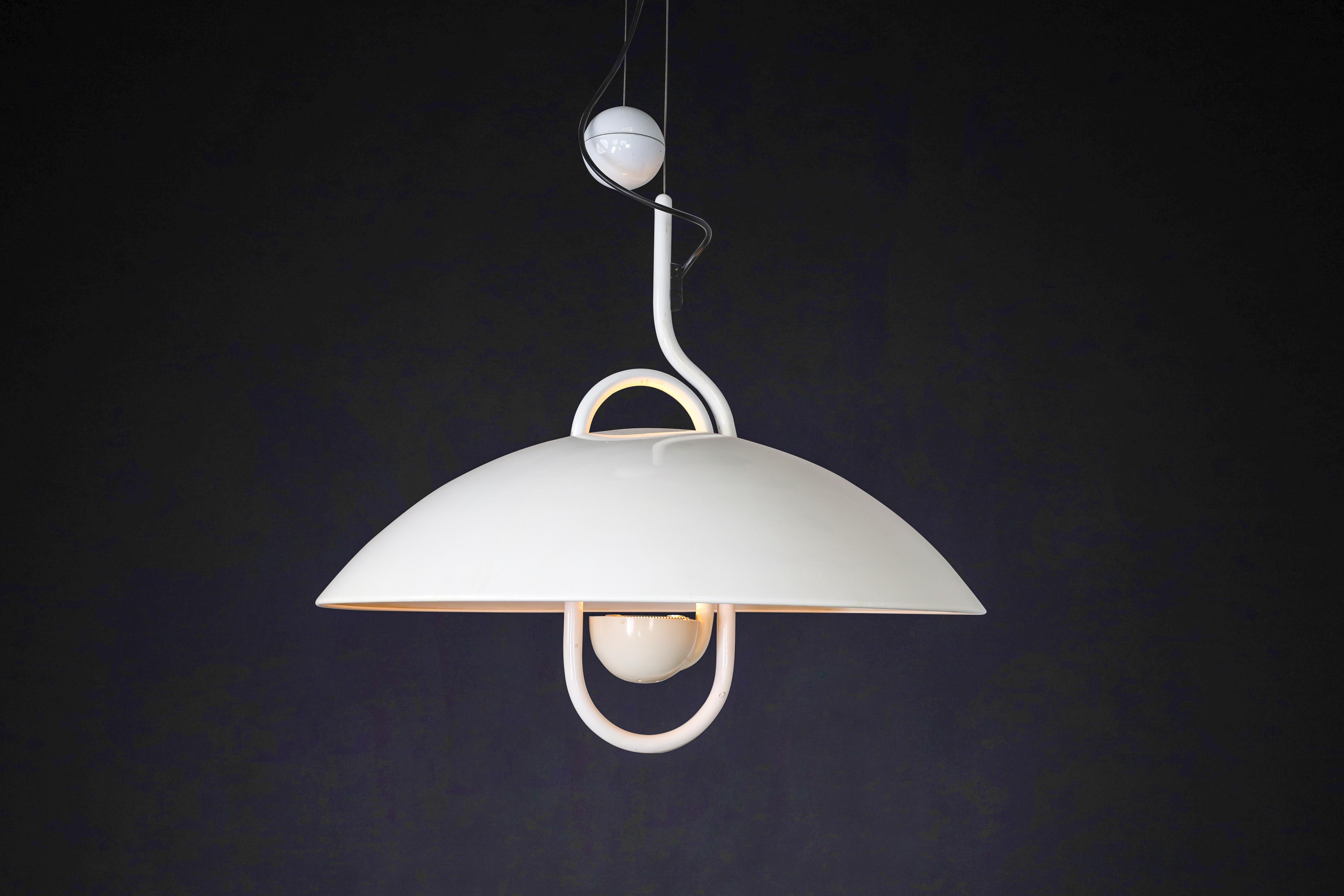 Modern Elio Martinelli for Martinelli Luce Moon Dome Metal Pendant Lamp 1980 For Sale 8