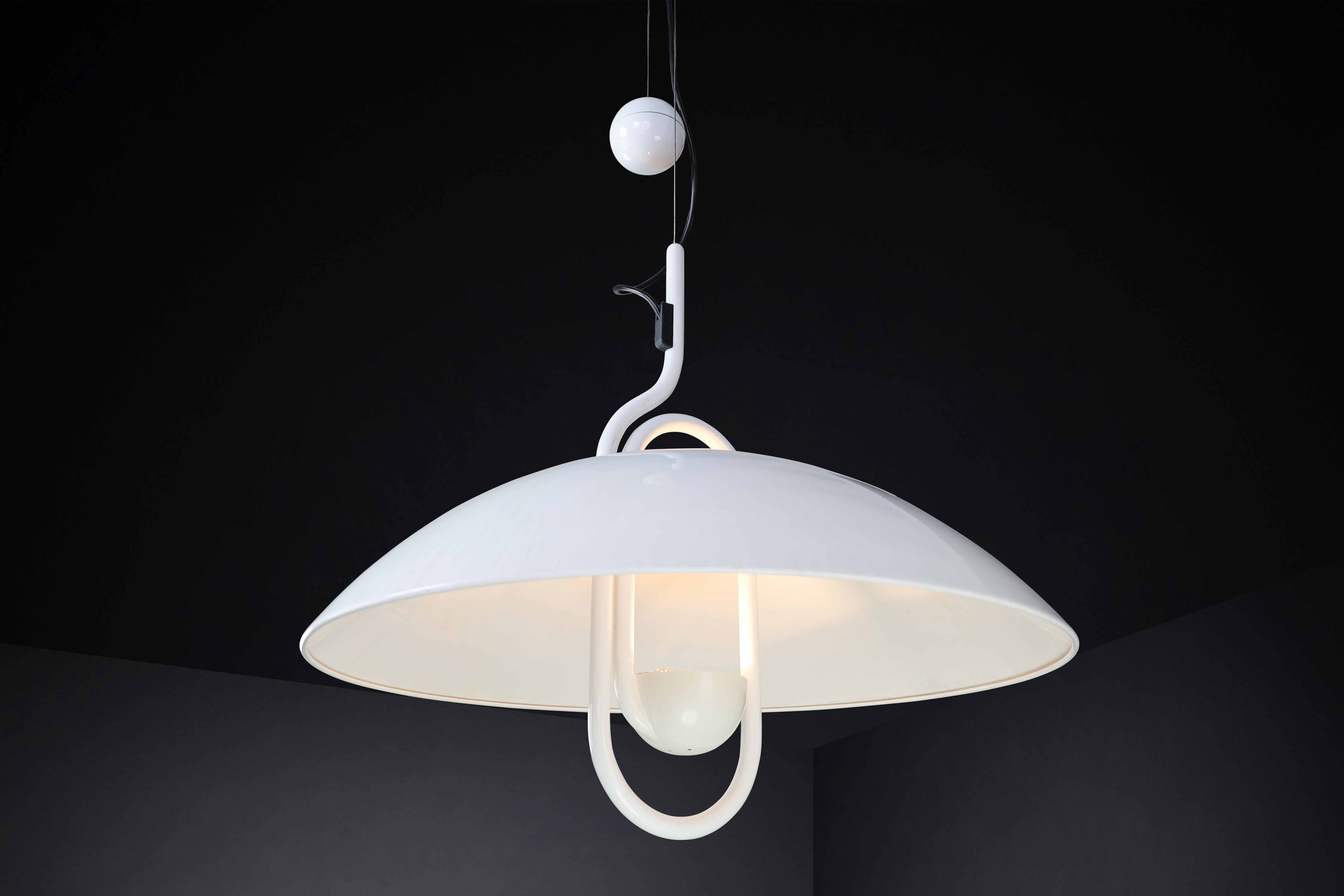 Italian Modern Elio Martinelli for Martinelli Luce Moon Dome Metal Pendant Lamp 1980 For Sale