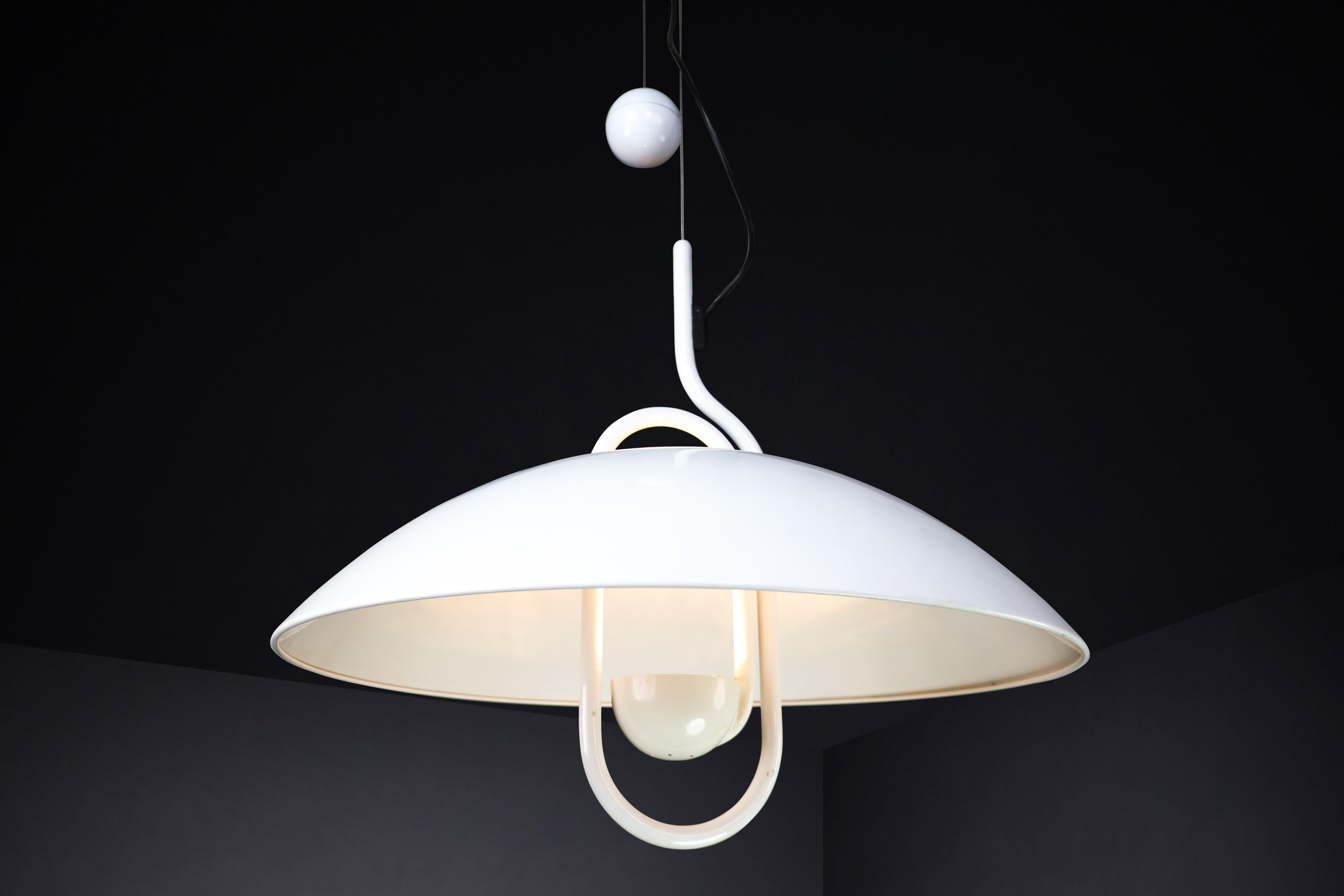 Late 20th Century Modern Elio Martinelli for Martinelli Luce Moon Dome Metal Pendant Lamp 1980 For Sale