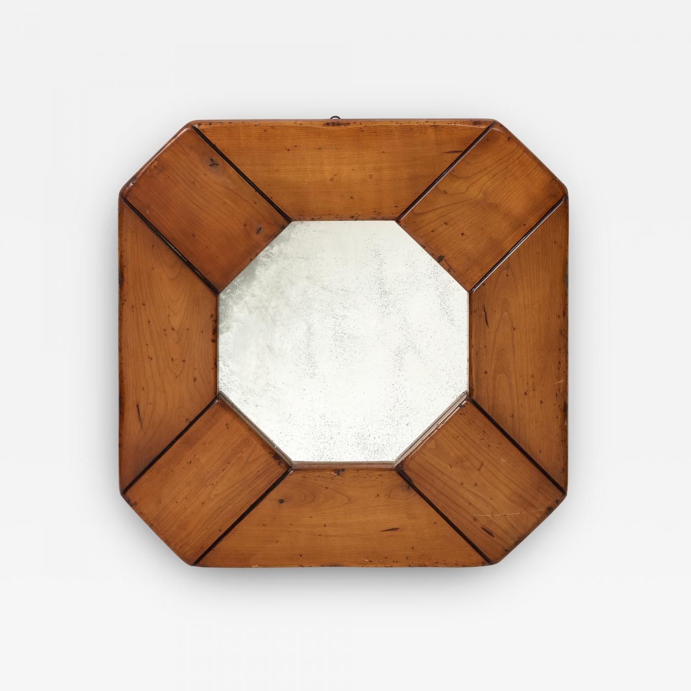French Modern Elm Mirror with Patinated Glass, in the Manner of Pierre Chapo, c. 1960 For Sale