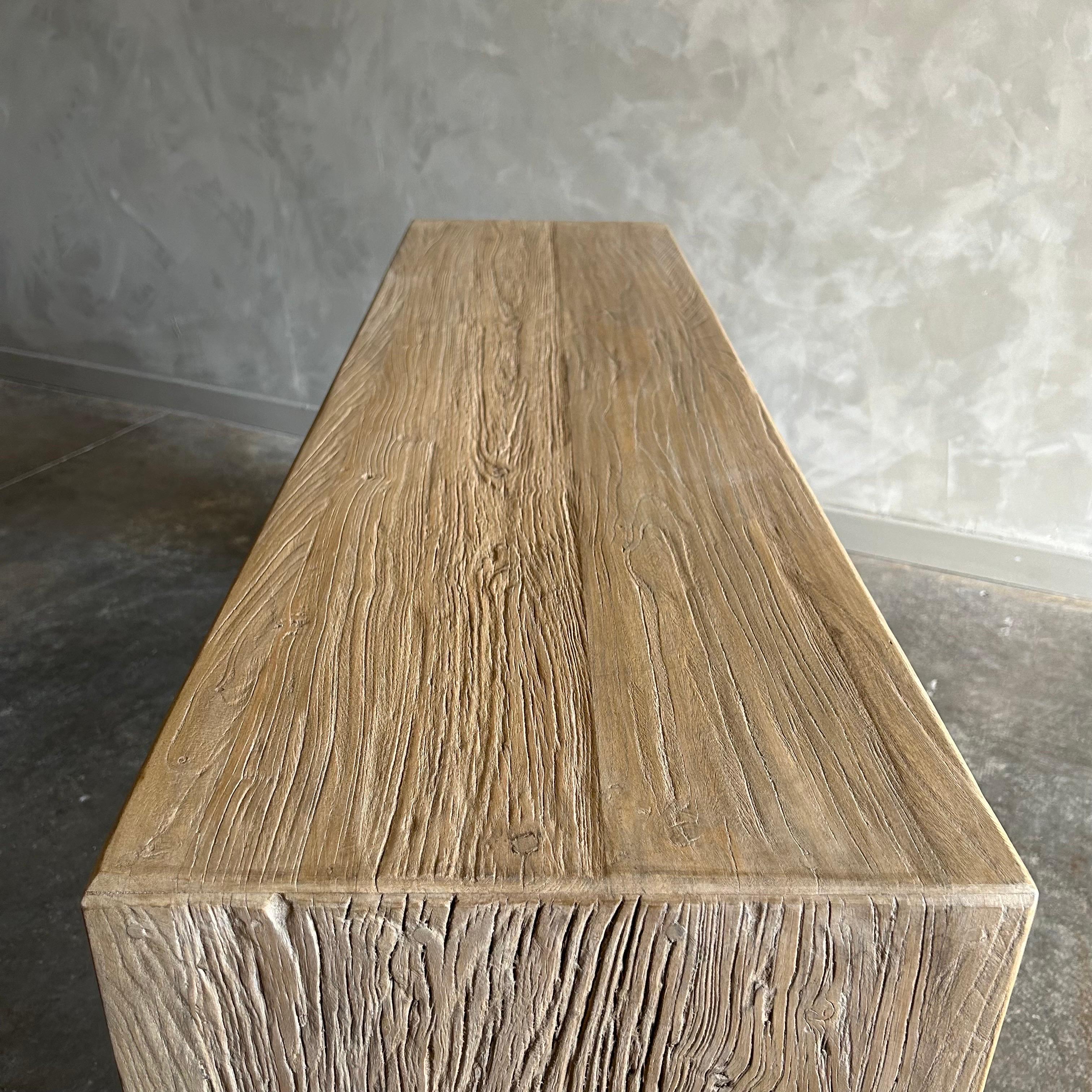 Modern Elm Wood Console Table with Drawers In New Condition For Sale In Old Town Orange, CA