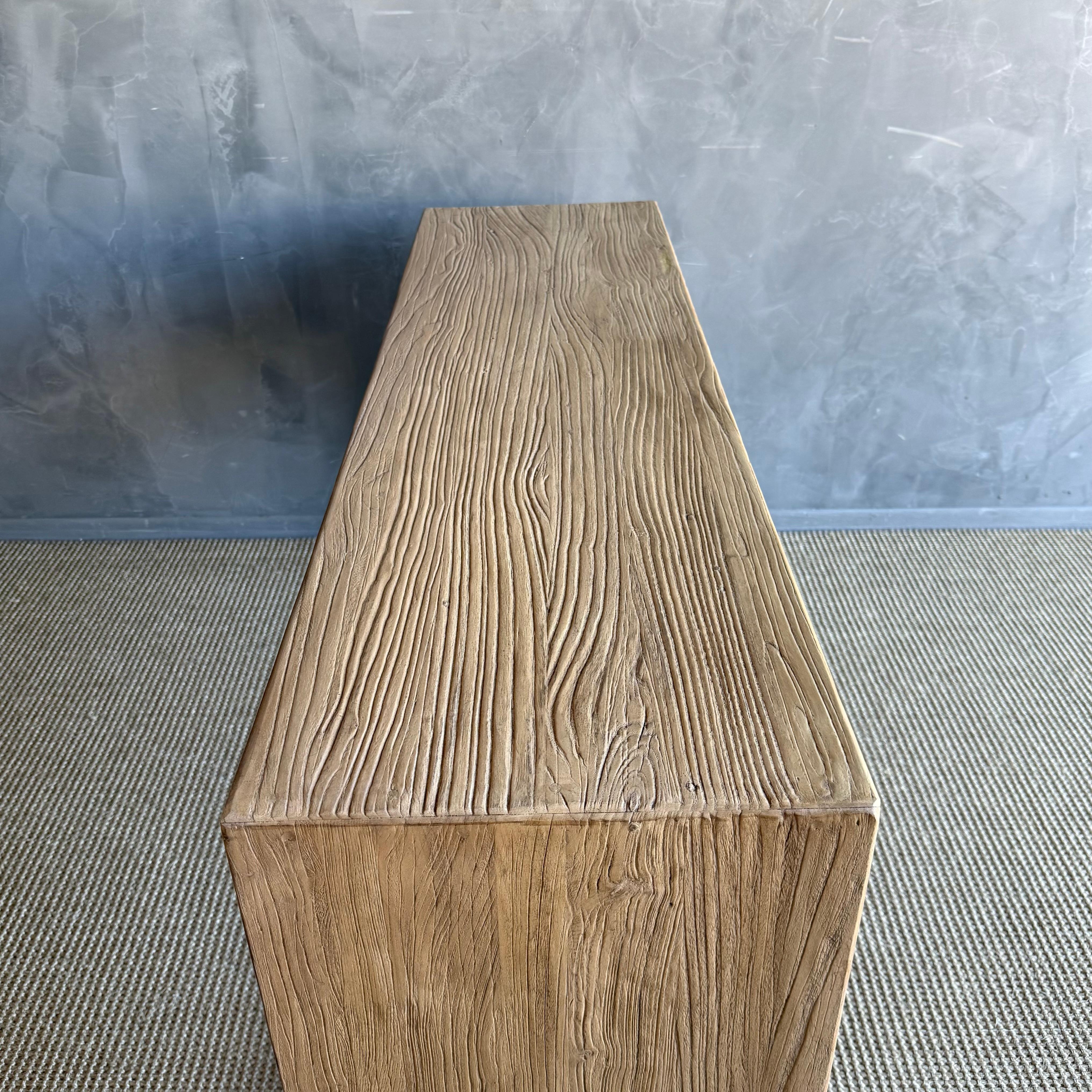 Modern Elm Wood Console Table with Drawers In New Condition For Sale In Old Town Orange, CA