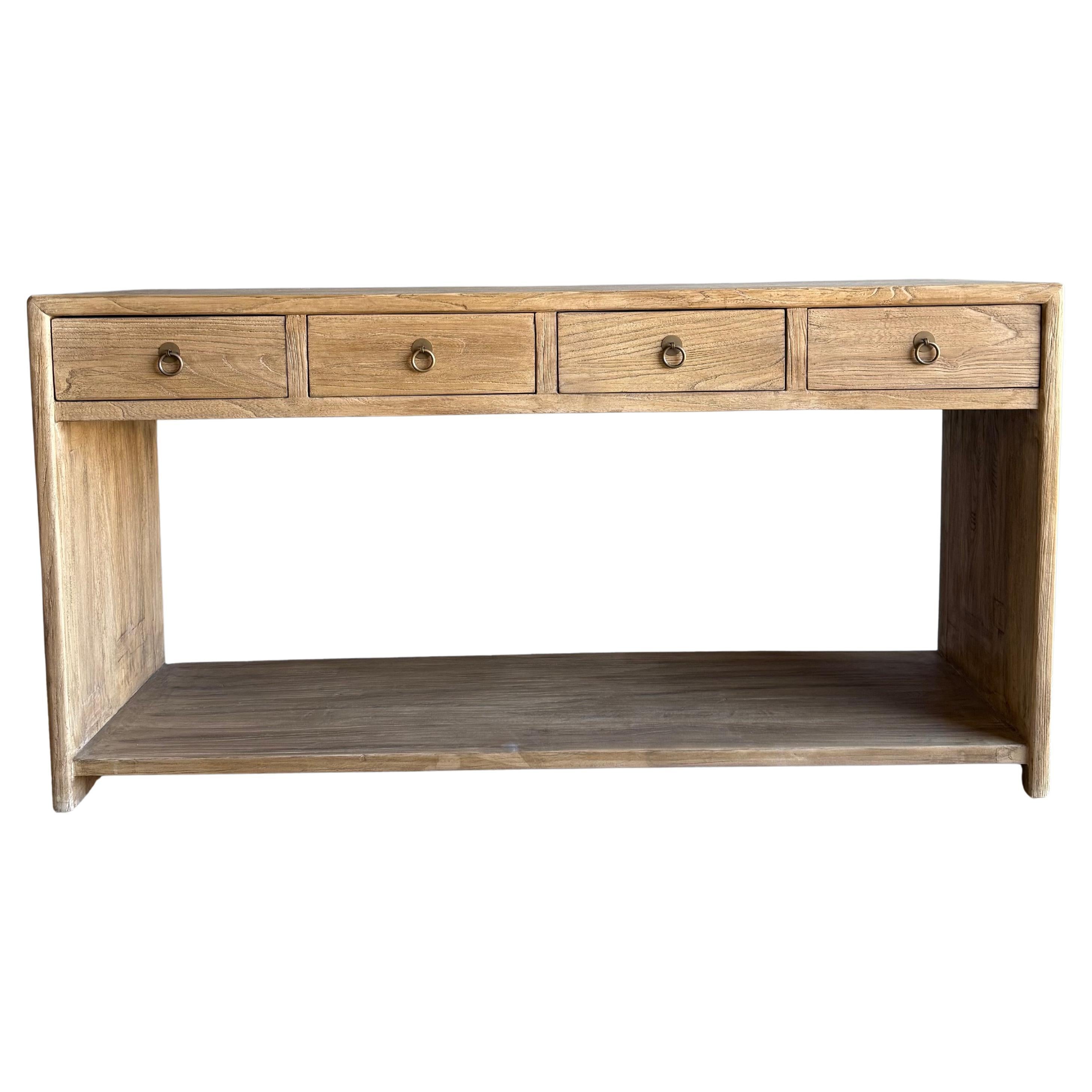 Consola moderna de madera de olmo con cajones
