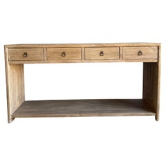 Consola moderna de madera de olmo con cajones