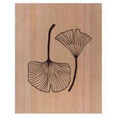 Modern Embroidery Kilim Rug with Ginkgo Leaf Design by Doris Leslie Blau